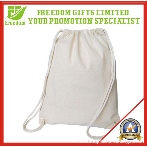Organic Logo Printed Cotton Drawstring Bag (FREEDOM-DB06)